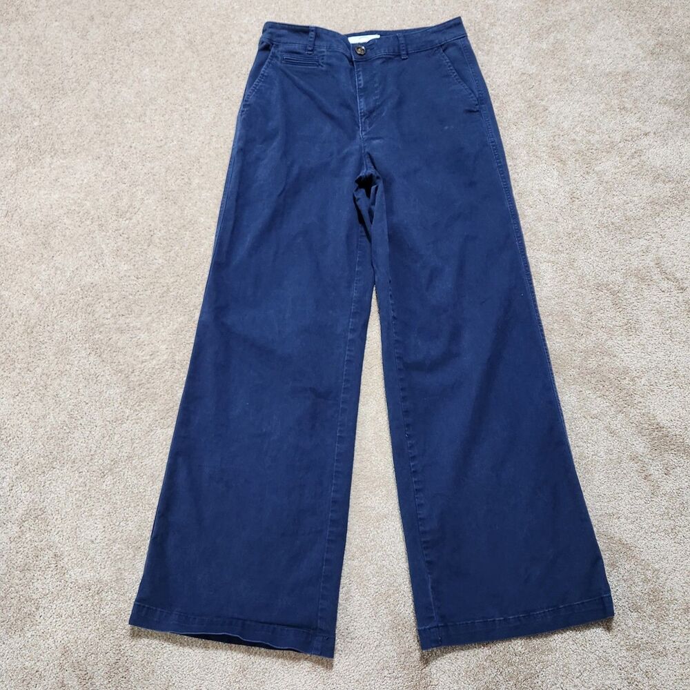 LOFT Pants Women 6 Blue High Rise The Monroe Wide Leg